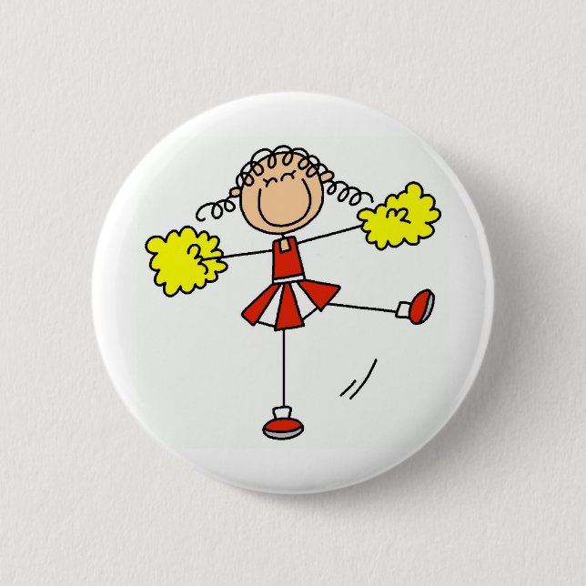 Red and Gold Cheerleader 6 Cm Round Badge (Front)