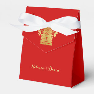 Red and Gold Chinese Love Birds Double Happiness Favour Box