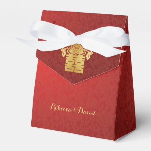 Red and Gold Chinese Love Birds Double Happiness Favour Box