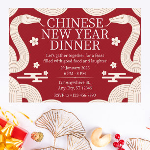 Red and Gold Chinese New Year Dinner Invitation