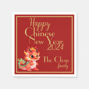 Red and gold, Chinese new year, year of the dragon Napkin