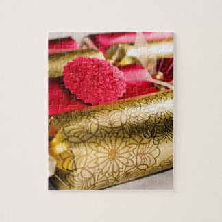 Red and Gold Christmas Crackers Jigsaw Puzzle