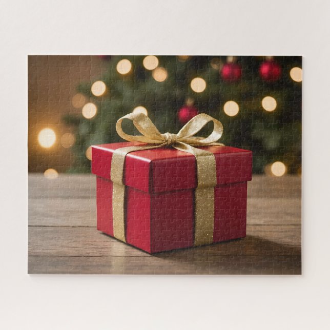 Red And Gold Christmas Gift Jigsaw Puzzle (Horizontal)