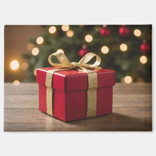 Red And Gold Christmas Gift Magnet