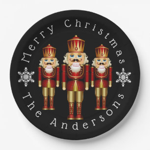 Red and Gold Christmas Nutcrackers  Paper Plate