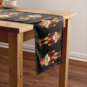 Red and Gold Christmas Nutcrackers Short Table Run Runner