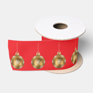 Red and Gold Christmas Ornament Satin Ribbon for G