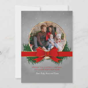 Red and Gold Christmas Photo Card
