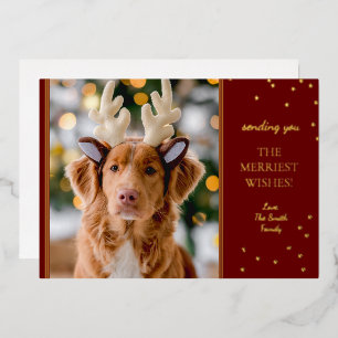 Red and Gold Christmas Photo Foil Holiday Card