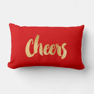 Red and Gold Christmas Pillow Cheers