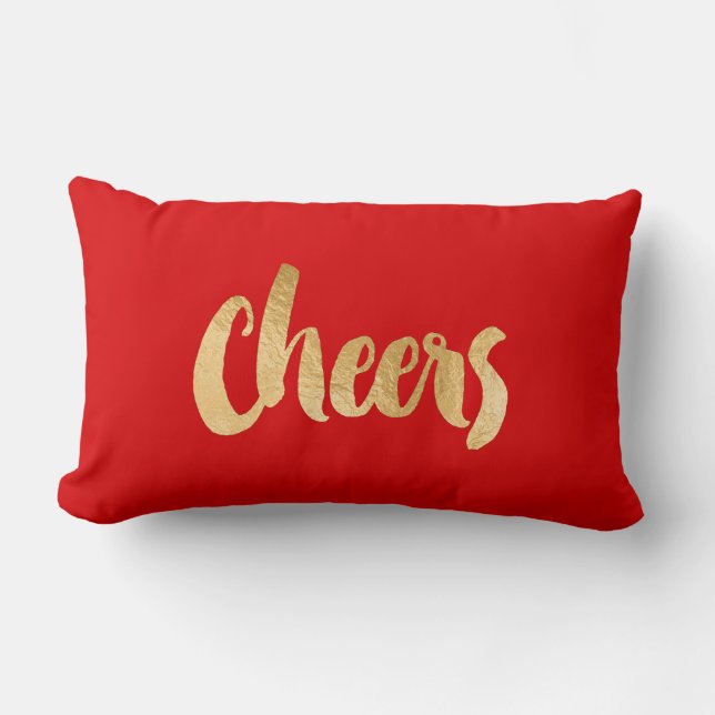 Red and Gold Christmas Pillow Cheers (Front)