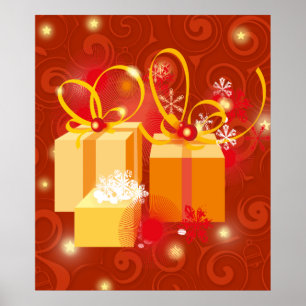 Red and Gold Christmas presents Poster