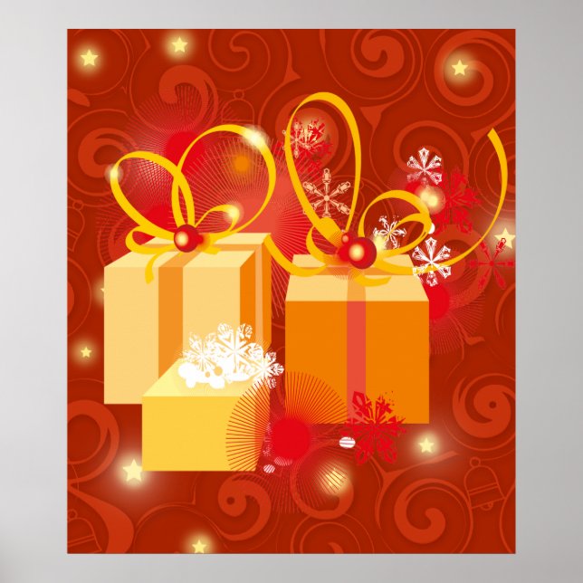 Red and Gold Christmas presents Poster (Front)