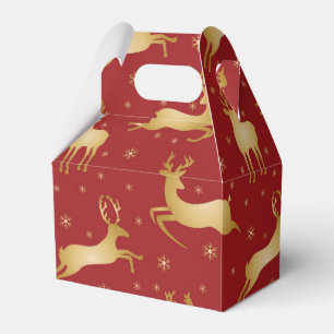Red and gold Christmas reindeer Favour Box