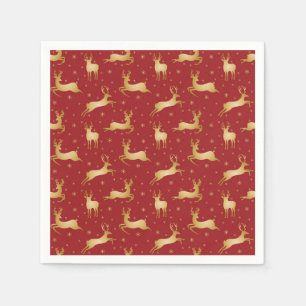 Red and gold Christmas reindeer Napkin