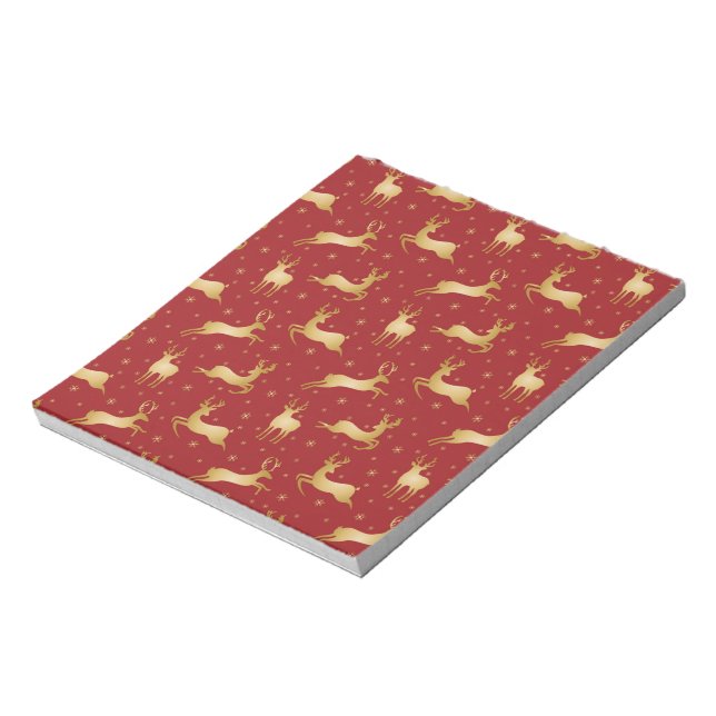 Red and gold Christmas reindeer Notepad (Rotated)
