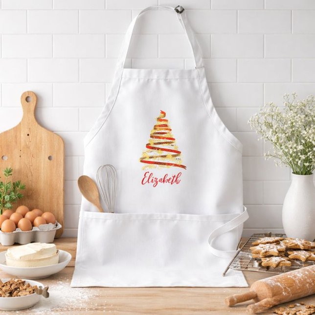 Red and Gold Christmas Tree Standard Apron (Creator Uploaded)