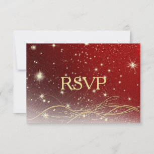Red and Gold Christmas Wedding RSVP Card
