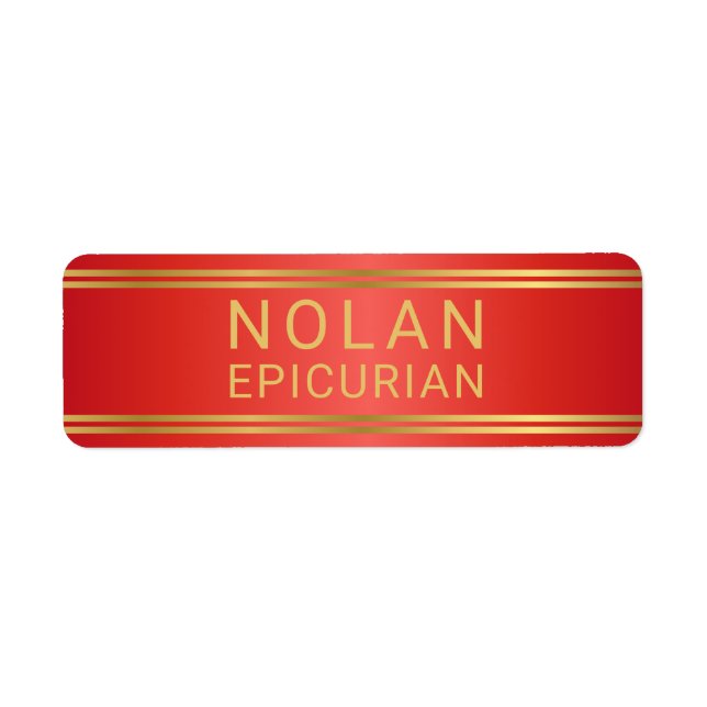 Red and Gold Cigar Band Label Return Address Label (Front)