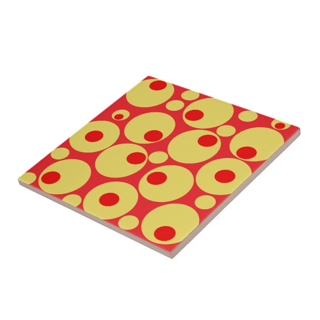 Red and Gold Circles Ceramic Tile (Side)