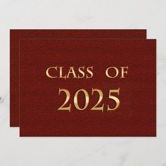 Red and Gold Class of 2025 Graduation Party Card (Front/Back)
