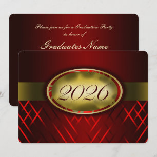 Red and Gold Class of 2026 Party Invitation