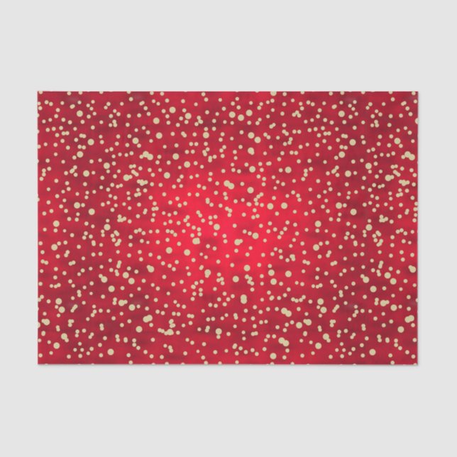 Red and Gold Confetti Christmas Pattern Tissue Paper (Front)