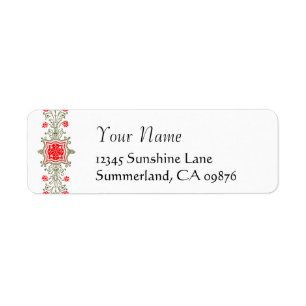 Red and Gold Daisy Element Custom Return Address Label