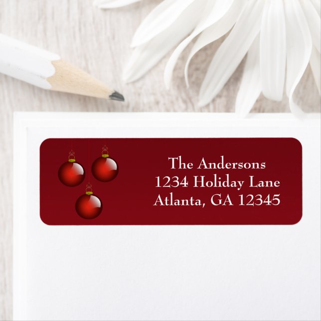 Red and Gold Deep Burgundy Return Address Label (Insitu)