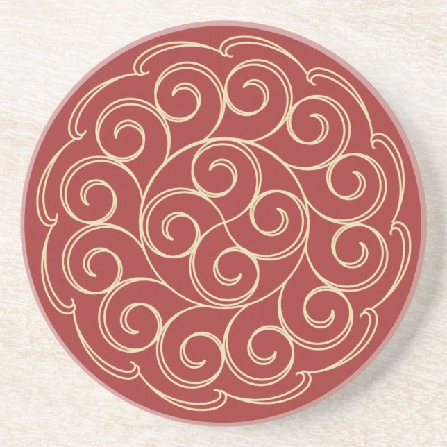 Red and Gold Design Coaster (Front)