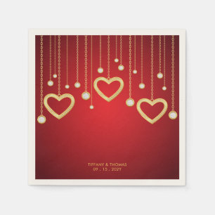 Red and Gold Diamond Heart Drip Elegant Jewel Napkin