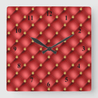 Red and Gold Diamond Tufted Leather Texture Luxury