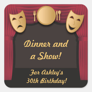 Red and Gold Dinner Theatre Party Stickers