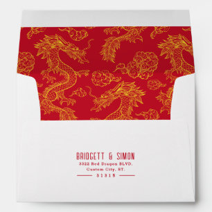 Red and Gold Dragon Red Style Pre-Addressed Envelope