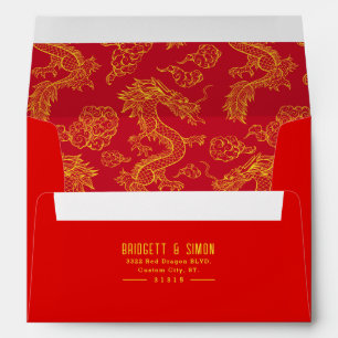 Red and Gold Dragon Red Style Pre-Addressed Envelope