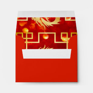 Red and Gold Dragon Wedding Card Envelope