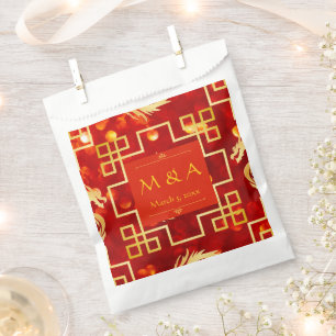 Red and Gold Dragon Wedding Favour Bag