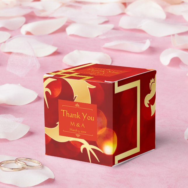 Red and Gold Dragon Wedding Favour Box (Wedding)