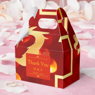 Red and Gold Dragon Wedding Gable Favour Box