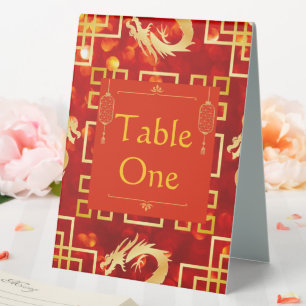 Red and Gold Dragon Wedding Table Numbers