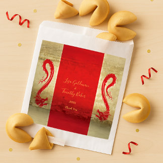 Red and Gold Dragons Asian Themed Wedding Favour Bag