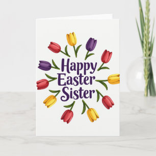 Red And Gold Easter Sister Card