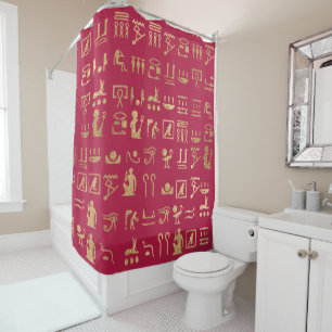 Red and Gold Egyptian Hieroglyphics Shower Curtain