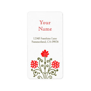 Red and Gold Elegant Baroque Custom Address Label