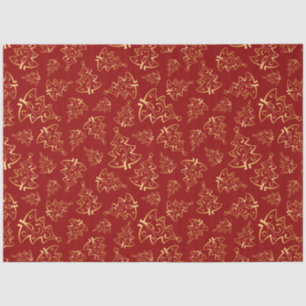 Red and Gold Elegant Christmas Trees Tissue Paper