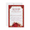 Red and Gold Elegant Floral Wedding RSVP Card