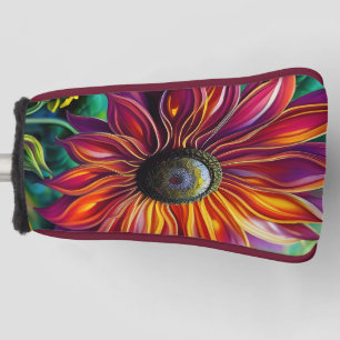 Red and Gold filigree Sunflower Golf Head Cover