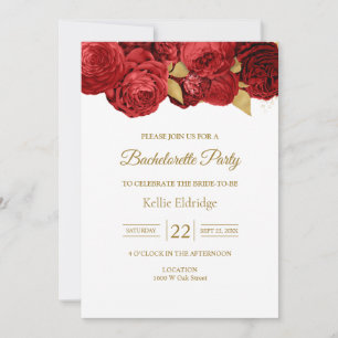 Red And Gold Floral Bachelorette Party Invitation