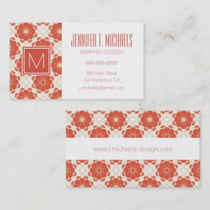 Red And Gold Floral Lace Pattern Business Card