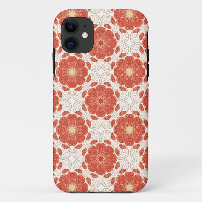 Red And Gold Floral Lace Pattern Case-Mate iPhone Case (Back)